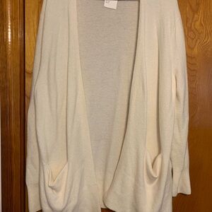 Elegant Cream Open-Front Sweater cardigan - very plush
